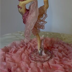 Pink Ballerina Figurine with Lace Details cake topper birthday decoration